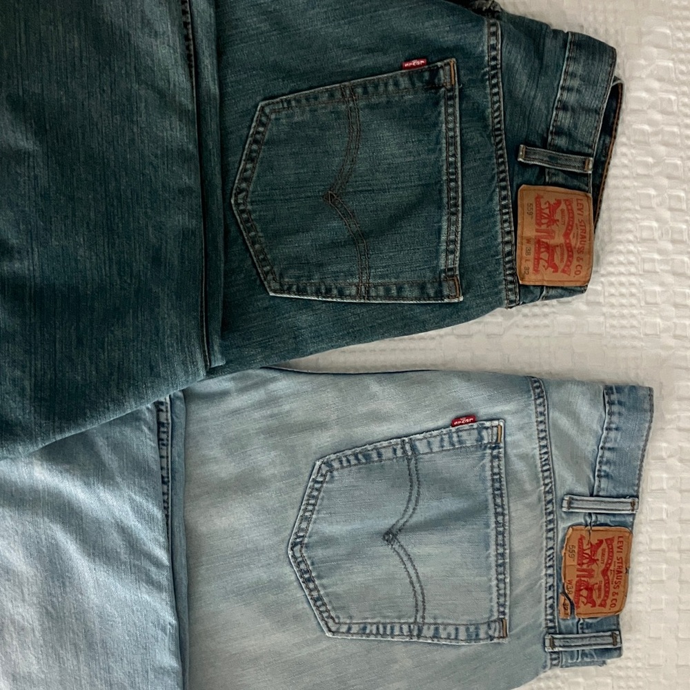 Levi's Men's Dark and Light Blue Straight